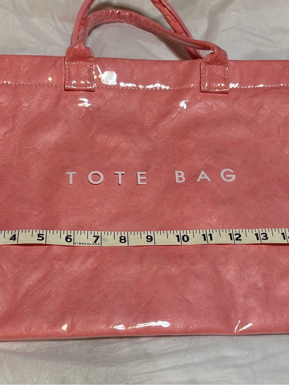 Coral Pink PVC Tote Bag - Unbranded